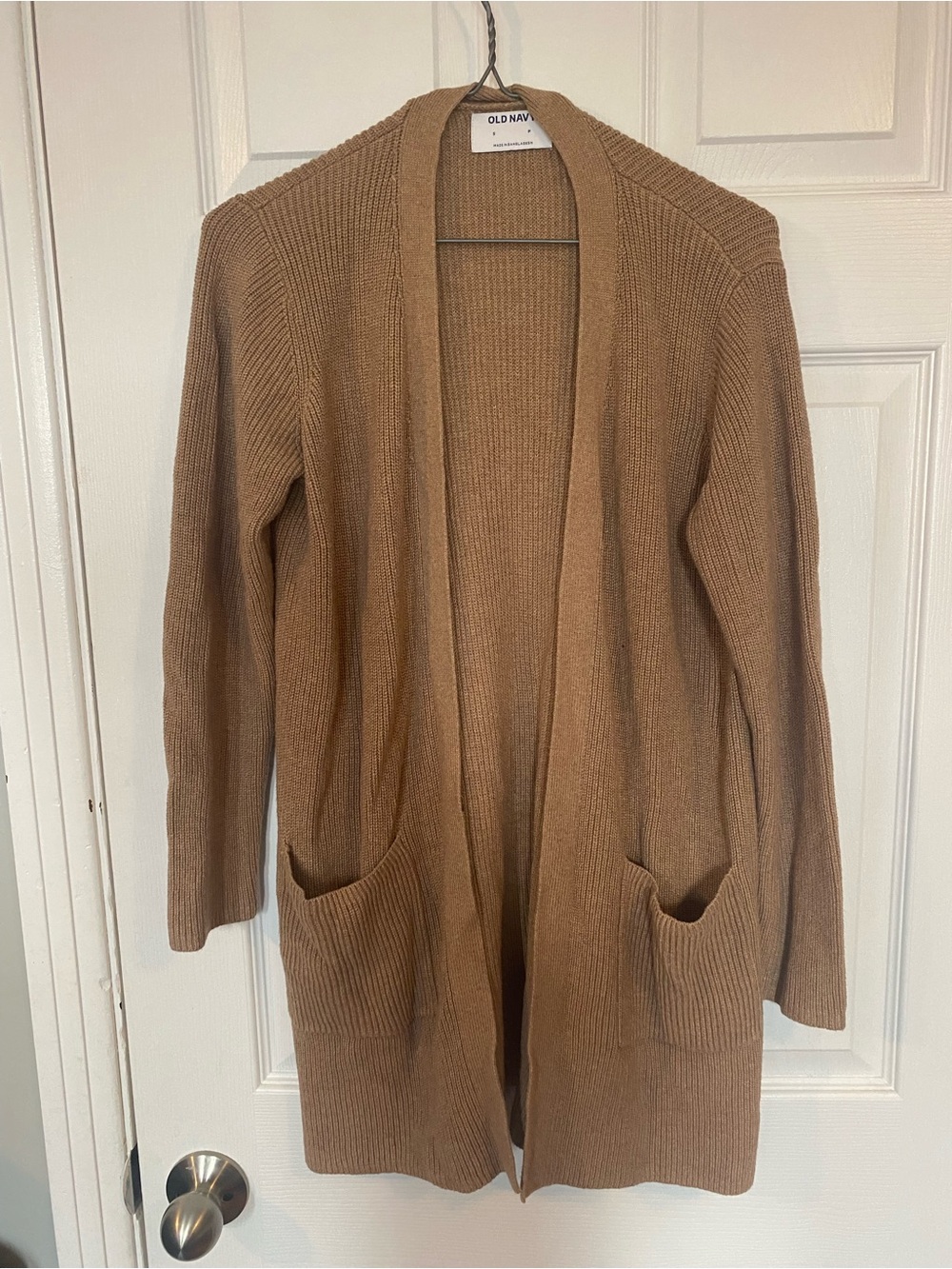 Old Navy Brown Ribbed Open Front Long Cardigan Sweater Size Small
